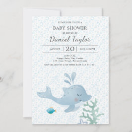 Invitación de Baby Shower para bebé delfín acuarel