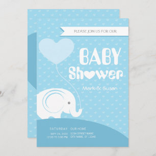 Invitación de Baby Shower para bebé elefante