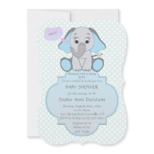 Invitación de Baby Shower para bebé elefante bebé 