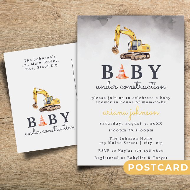Invitación de Baby Shower para bebé en construcció (Subido por el creador)