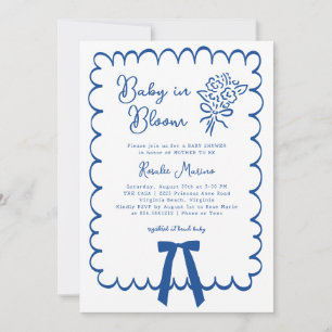 Invitación de baby shower para bebé en flor con ga