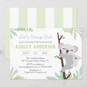 Invitación de Baby Shower para bebé Koala