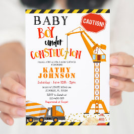 Invitación de Baby Shower para bebé niño en constr