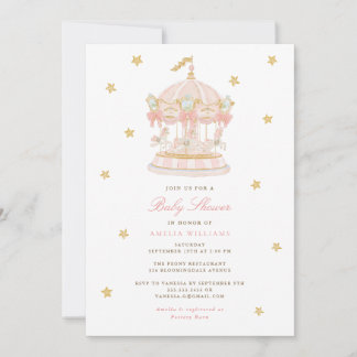 Invitación de Baby Shower para Carrousel Caprichos