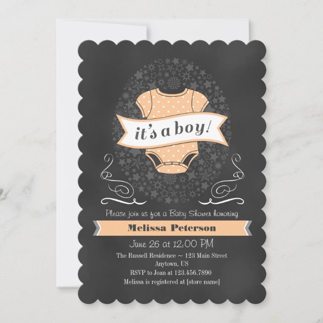Invitación de Baby Shower para Chalkboard Boy (Anverso)
