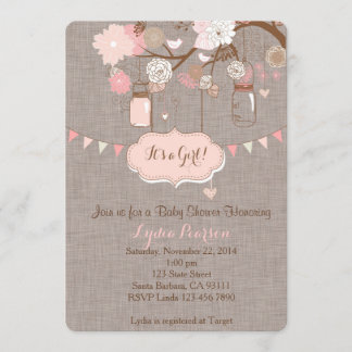Invitación de Baby Shower para Chica con Mason Jar