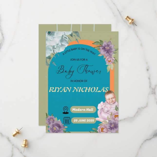 Invitación de Baby Shower para Chica o niño (Anverso/Reverso In Situ)