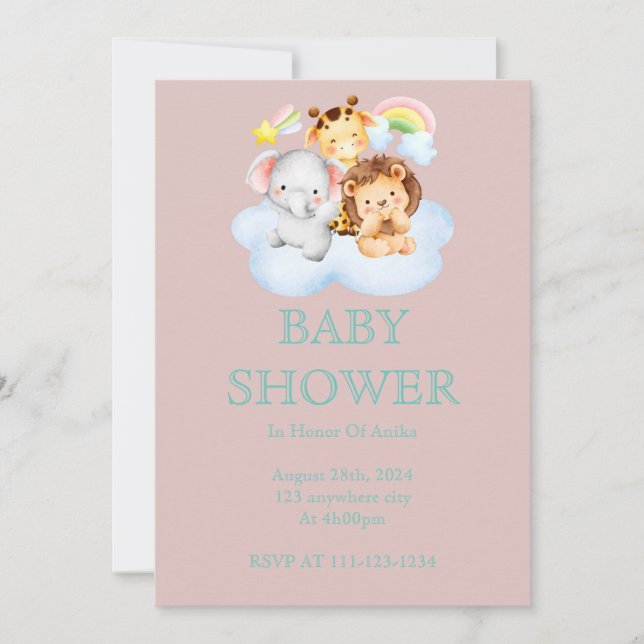 INVITACIÓN DE BABY SHOWER PARA CHICAS (Anverso)