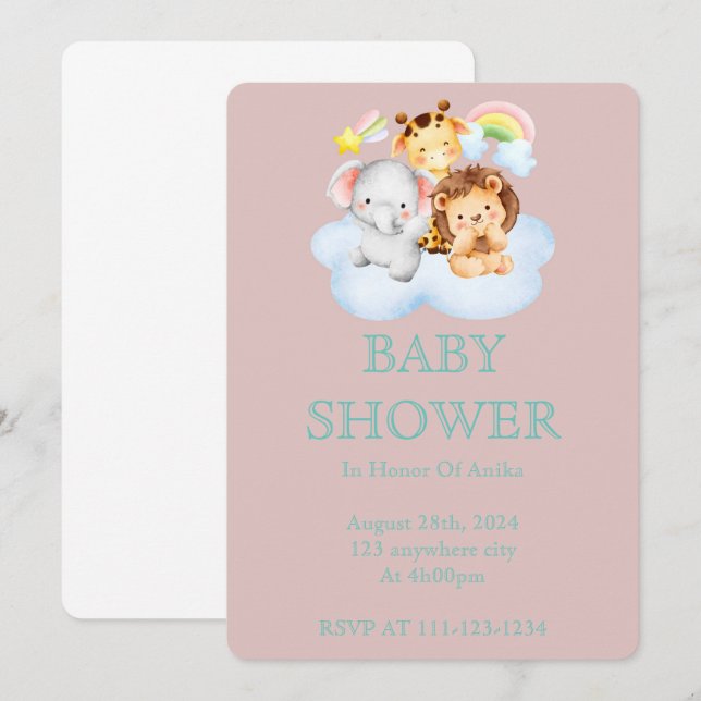 INVITACIÓN DE BABY SHOWER PARA CHICAS (Anverso / Reverso)