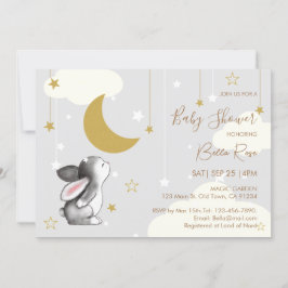 Invitación de Baby Shower para conejito en nube Mo
