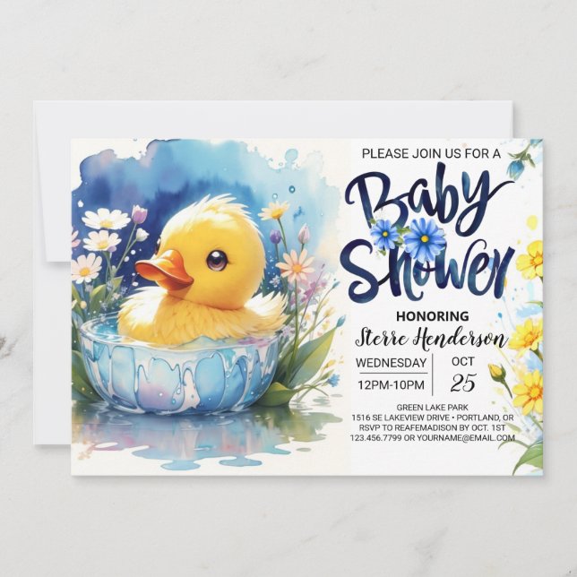 Invitación de Baby Shower para cortar el pato (Anverso)