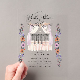 Invitación de Baby Shower para Cuna Floral