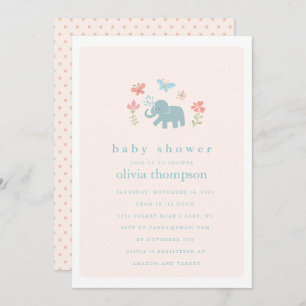 Invitación de Baby Shower para el bebé elefante ca