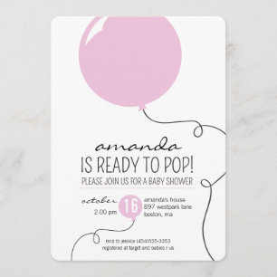 Invitación de Baby Shower para el Chica de globo r