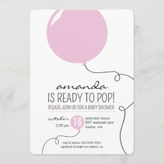 Invitación de Baby Shower para el Chica de globo r