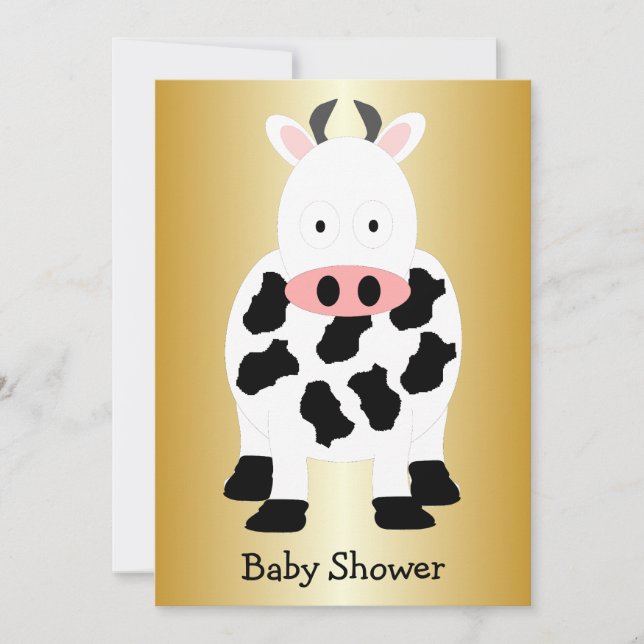 Invitación de Baby Shower para el diseño de vaca (Anverso)