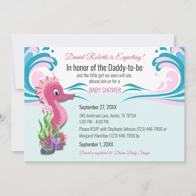 Invitación de Baby Shower para el futuro Chica de  (Anverso)