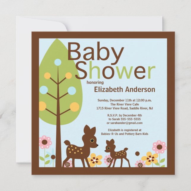 Invitación de Baby Shower para el niño venado mode (Anverso)