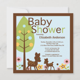 Invitación de Baby Shower para el niño venado mode