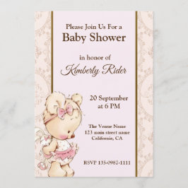 Invitación de Baby Shower para el oso bebé lindo