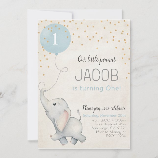 Invitación de Baby Shower para el Primer Cumpleaño (Anverso)
