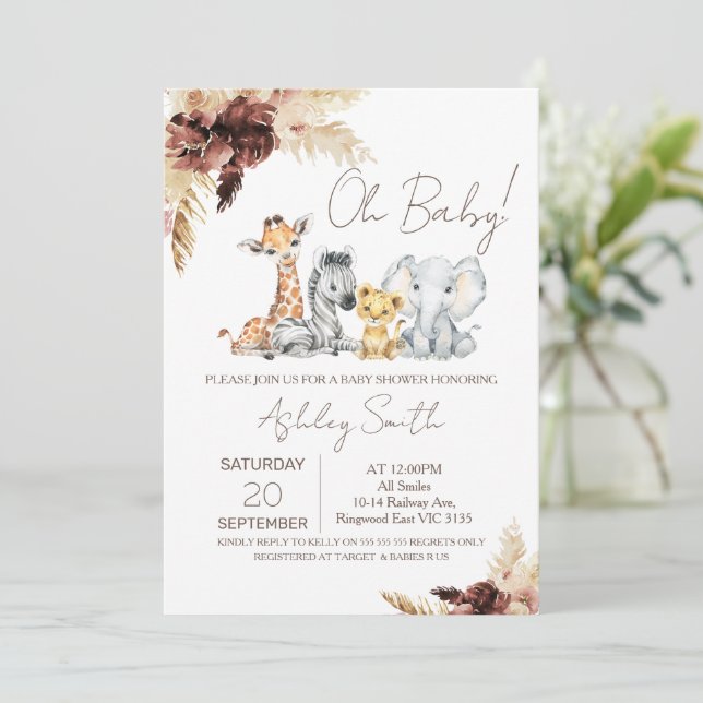 Invitación de Baby Shower para el Safari Neutral d (Anverso de pie)