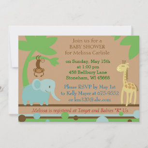 Invitación de Baby Shower para el tema de la jungl