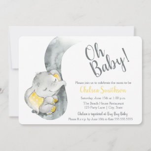 Invitación de Baby Shower para elefantes de color