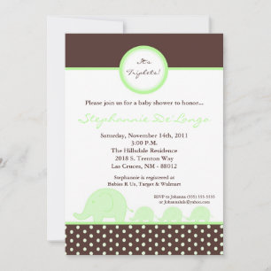 Invitación de Baby Shower para elefantes Mod de 5x