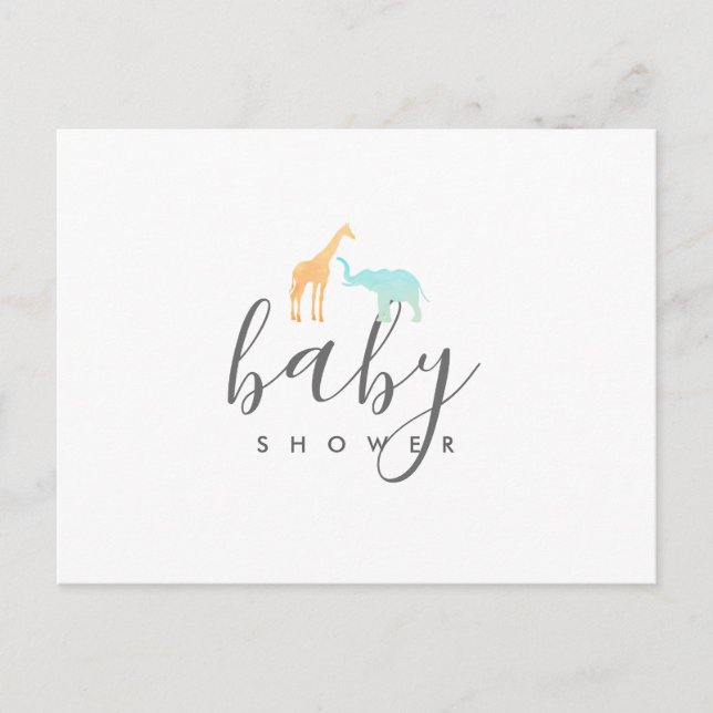 Invitación de Baby Shower para Elegante Jirafa Ele (Anverso)