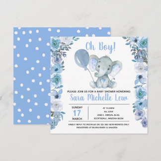Invitación de Baby Shower para Elephant Watercolor