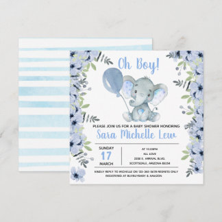 Invitación de Baby Shower para Elephant Watercolor