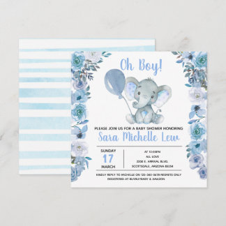 Invitación de Baby Shower para Elephant Watercolor