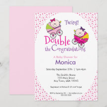 Invitación de Baby Shower para Gemelas
