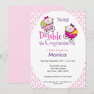 Invitación de Baby Shower para Gemelas