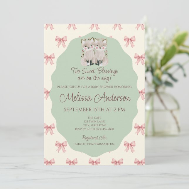 Invitación de Baby Shower para Gemelos Dos Dulces  (Anverso de pie)