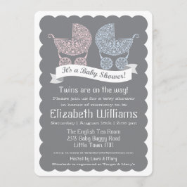 Invitación de Baby Shower para Gemelos Modernos
