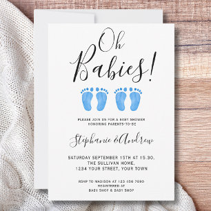 Invitación de Baby Shower para Gemelos Niños Parej