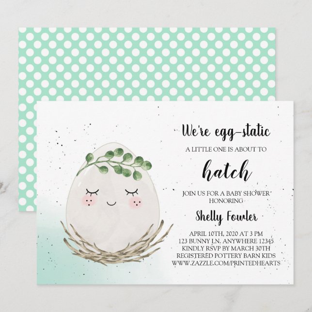 Invitación de Baby Shower para Huevo de Pascua Boh (Anverso / Reverso)