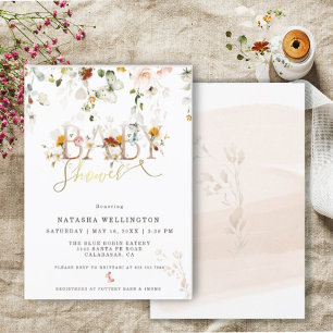 Invitación de baby shower para jardín de flores si