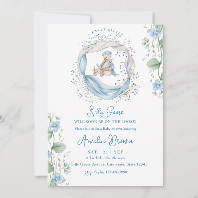 Invitación de Baby Shower para leer de Sweet Silly (Anverso)