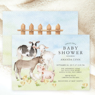 Invitación de Baby Shower para los animales de la 
