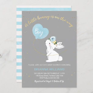 Invitación de Baby Shower para los chicos Gray Blu