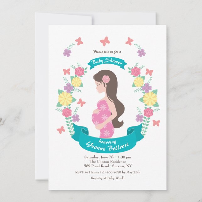 Invitación de Baby Shower para mamá (Anverso)