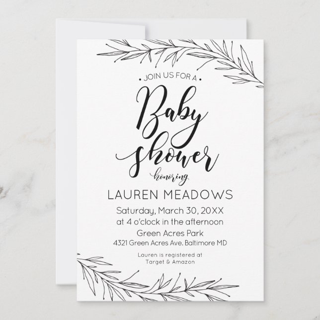 Invitación de Baby Shower para marcas de mano (Anverso)