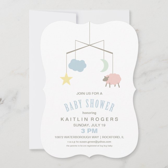 Invitación de Baby Shower para móviles Sleepy Crib (Anverso)