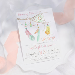 Invitación de Baby Shower para Niña Bohemio Cazado