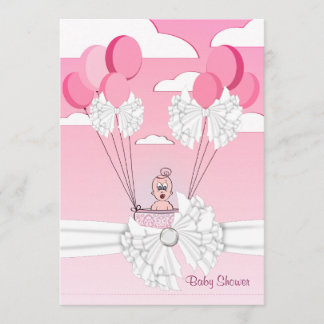 Invitación de Baby Shower para niña con cinta rosa