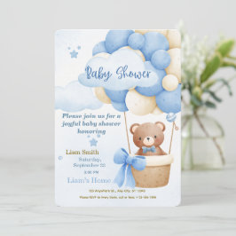 Invitación de Baby Shower para Niño Azul Adorable