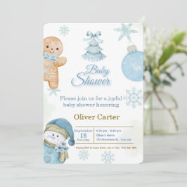 Invitación de Baby Shower para Niño Azul Adorable